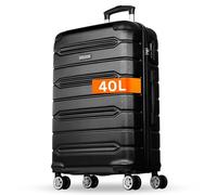 NOWI Handgepäck Koffer leicht - 40L Volumen - 8 Rollen 360° drehbar - Leichter ABS Koffer mit Zahlenschloss & Teleskopgestänge, Kabinentrolley, Handgepäckskoffer, Kabinenkoffer (schwarz, M)