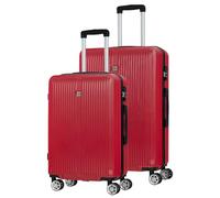 NOWI Hartschalen-Koffer Trolley Rollkoffer Reisekoffer Handgepäck 8 Rollen (M-L-XL-Set) (Rot, 2-teiliges Set)
