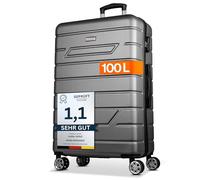 NOWI Hartschalenkoffer XL Groß - 100L Volumen - 158cm Gurtmaß - 8 Rollen 360° drehbar - Leichter Koffer mit Zahlenschloss & Teleskopgestänge - Reisekoffer mit Rollen, Trolley (anthrazit, XL)
