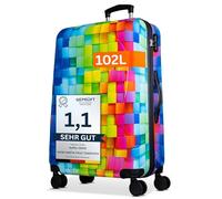 NOWI Hartschalenkoffer XL Groß - 100L Volumen - 158cm Gurtmaß - 8 Rollen 360° drehbar - Leichter Koffer mit Zahlenschloss & Teleskopgestänge - Reisekoffer mit Rollen, Trolley (XL)