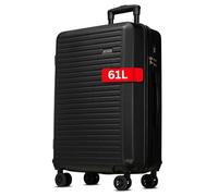 NOWI Koffer L 61L - mittelgroßer Hartschalen-Reisekoffer mit Rollen - robuster Trolley Suitcase Luggage, Zahlenschloss, rollkoffer mittelgroß leicht (Schwarz, L)