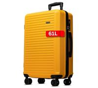 NOWI Koffer L 61L - mittelgroßer Hartschalen-Reisekoffer mit Rollen - Trolley Suitcase Luggage, Zahlenschloss, rollkoffer mittelgroß 4 Rollen leicht (Gelb, L)