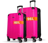 NOWI Kofferset - 2-teiliges Koffer Hartschale Set aus ABS mit Zahlenschloss, 4 Doppelrollen, Dehnfalte, 360° drehbar, leicht & robust - Reisekoffer mit Rollen Set in Größe L, XL (pink)
