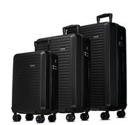 NOWI Kofferset 3-teilig Hartschale - M/L/XL Reisekoffer Set mit Rollen - Suitcase Luggage Set, Zahlenschloss, hartschalenkoffer Set robust (Schwarz)