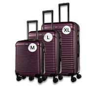 NOWI Kofferset Las Palmas - 3-teiliges Koffer Set aus Hartschale (ABS) mit Zahlenschloss, 4 Doppelrollen, 360° drehbar, leicht & robust - Reisekoffer Set (metallic lila)