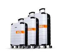 NOWI Kofferset Rhodos - 3-teiliges Koffer Hartschale Set aus ABS mit Zahlenschloss, 4 Doppelrollen, Dehnfalte, 360° drehbar, leicht & robust - Reisekoffer mit Rollen Set in Größe M, L, XL (pink)