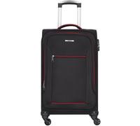 NOWI Sevilla Weichschalen Trolley L - Mittelgroßer Stoff Koffer 50L mit 4 Doppelrollen & Zahlenschloss | Leichter Reisekoffer für Damen & Herren (Schwarz-Rot, L)