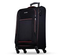 NOWI Sevilla Weichschalen Trolley L - Mittelgroßer Stoff Koffer 50L mit 4 Rollen & Zahlenschloss | Leichter Reisekoffer für Damen & Herren (Schwarz-Rot, L)