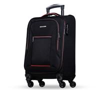NOWI Sevilla Weichschalen Trolley M - Leichter Stoff Koffer 30L mit 4 Rollen & Zahlenschloss | Handgepäck Koffer für Damen & Herren (Schwarz-Rot, M)