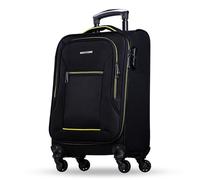 NOWI Sevilla Weichschalen Trolley M - Leichter Stoff Koffer 30L mit 4 Rollen & Zahlenschloss | Handgepäck Koffer für Damen & Herren (Schwarz-Limette, M)