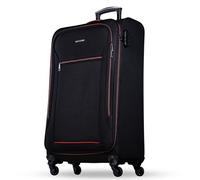 NOWI Sevilla Weichschalen Trolley XL - Großer Stoff Koffer 76L mit 4 Rollen & Zahlenschloss | XXL Reisekoffer für Damen & Herren (Schwarz-Rot, XL)