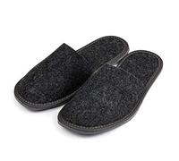 Nowo Herren Hausschuhe aus Filz Pantoffeln Schwarz Pantoletten geschlossen Filzpantoffeln mit Eva-Gummisohle Unisex Gästehausschuhe 46