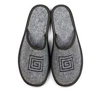 Nowo Herren Hausschuhe Filz Pantoffeln Grau Pantoletten geschlossen Bequemes Tragegefühl Filzpantoffel mit Print Männer Hausschlappen 42