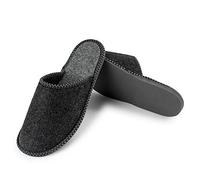 Nowo Herren Hausschuhe Filz Pantoffeln Schwarz Pantoletten geschlossen Tragegefühl Filzpantoffel Männer Hausschlappen Gästeschuhe rutschfest 44
