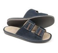 Nowo Herren Hausschuhe Leder Pantoffeln Schwarz Pantoletten Bequemes Tragegefühl Lederpantoffel Männer Hausschlappen Sandalen Schlappen 41