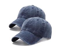 NPJY Baseball Cap Golf Dad Hat Adjustable Original Classic Low Profile Cotton Hat Unconstructed Plain Cap Men Women, 2 Packungen blau (gewaschen), Einheitsgröße