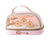 NPXUAMTJ Stiftbeutel Cartoon Bleistift Gehäuse Bleistiftbeutel Klares Bag Make Up Ästhetische Stiftkoffer Zurück In Die Schule Lieferungen Großer Kapazität Cartoon Capibala Clear Beutel Geschenk