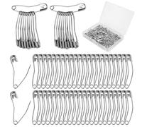 NQEUEPN 100 Stück Gebogene Sicherheitsnadeln, 3,2 cm, Silber, Edelstahl, Traditionell