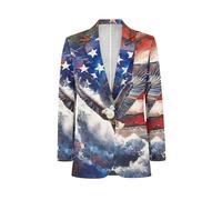 NRBEAWD Herren-Blazer, langärmelig, Sportmantel, lässig, Business-Kleid, Anzug, ein Knopf mit Tasche, S-5XL, American Flag Eagle, XL