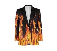 NRBEAWD Herren-Blazer, langärmelig, Sportmantel, lässig, Business-Kleid, Anzug, ein Knopf mit Tasche, S-5XL, Red Fire Flame, L