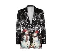 NRBEAWD Herren-Blazer, langärmelig, Sportmantel, lässig, Business-Kleid, Anzug, ein Knopf mit Tasche, S-5XL, Weihnachtliche Schneemann-Musik, M