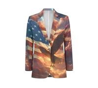 NRBEAWD Herren Casual Blazer Langarm Anzugjacken Sportmäntel One Button Business Jacke mit Tasche S-5XL, American Flag Eagle, XX-Large