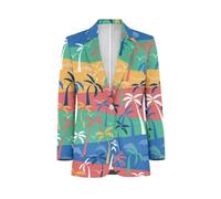 NRBEAWD Herren Casual Blazer Langarm Anzugjacken Sportmäntel One Button Business Jacke mit Tasche S-5XL, Bunte Palme, XX-Large