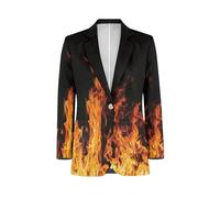 NRBEAWD Herren Casual Blazer Langarm Anzugjacken Sportmäntel One Button Business Jacke mit Tasche S-5XL, Red Fire Flame, M