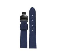 NRERDMT 18 mm/19/20/21/22/23/24 mm Nylon + Echtleder-Uhrenarmband, kompatibel mit Seiko SRPC31J1/Citizen Tissot, allen großen Marken, Herrenarmband(Blue Black,18mm)
