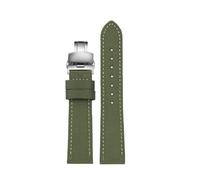 NRERDMT 18 mm/19/20/21/22/23/24 mm Nylon + Echtleder-Uhrenarmband, kompatibel mit Seiko SRPC31J1/Citizen Tissot, allen großen Marken, Herrenarmband(Army Green silver,19mm)