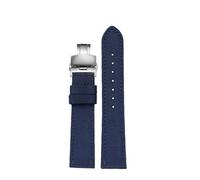 NRERDMT 18 mm/19/20/21/22/23/24 mm Nylon + Echtleder-Uhrenarmband, kompatibel mit Seiko SRPC31J1/Citizen Tissot, allen großen Marken, Herrenarmband(Blue silver,23mm)