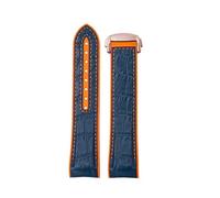 NRERDMT 20 mm 22 mm orangefarbenes Gummiarmband, kompatibel mit Omega Seamaster 300 Planet Ocean 600, Uhrenarmband for Herren, gebogenes Ende, Leder-Silikon-Uhrenarmband(Blue o-rose gold,22mm)