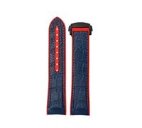 NRERDMT 20 mm 22 mm orangefarbenes Gummiarmband, kompatibel mit Omega Seamaster 300 Planet Ocean 600, Uhrenarmband for Herren, gebogenes Ende, Leder-Silikon-Uhrenarmband(Blue red-black,22mm)