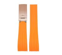 NRERDMT 20 mm Gummi-Uhrenarmband, kompatibel mit Rolex, kompatibel mit Water Ghost, gebogenes Ende, wasserdichtes Armband, Metallfaltschließe, Taucherarmband aus Silikon(Orange-rosegold,21mm)