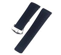 NRERDMT 22 mm Uhrenarmband, kompatibel mit TAG HEUER GRAND CARRERA AQUARACER, weiches Silikonarmband, Herren-Uhrenarmband aus Gummi(Black Silver,24mm)