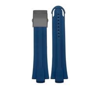 NRERDMT 24 mm x 12 mm Lug End Fluorkautschuk-Uhrenarmband for Herren, kompatibel mit Oris AQUIS 7730 7740, wasserdichtes Silikonarmband, Edelstahl-Faltschließe(Blue BK)