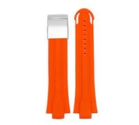 NRERDMT 24 mm x 12 mm Lug End Fluorkautschuk-Uhrenarmband for Herren, kompatibel mit Oris AQUIS 7730 7740, wasserdichtes Silikonarmband, Edelstahl-Faltschließe(Orange SK)