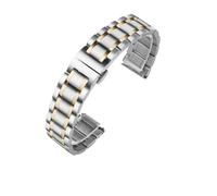 NRERDMT Edelstahl-Uhrenarmband mit gebogenem Ende, kompatibel mit Tissot 1853 Couturier T035, 18 mm, 22 mm, 23 mm, 24 mm, Uhrenarmband for Damen und Herren(Silver Gold-Flat,20mm)