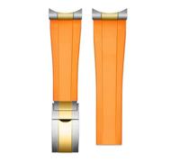 NRERDMT Gummiband mit gebogenem Metallende, kompatibel mit Uhrenarmband der Tudor Biwan Black Bay M79230R M79363N-Serie, 20 mm, 21 mm, 22 mm(Orange-silver gold,22mm-width)