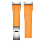 NRERDMT Gummiband mit gebogenem Metallende, kompatibel mit Uhrenarmband der Tudor Biwan Black Bay M79230R M79363N-Serie, 20 mm, 21 mm, 22 mm(Orange-silver,22mm-width)