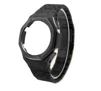 NRERDMT Mod-Kit for Edelstahlgehäuse mit mattiertem Gold, kompatibel mit Casio GShock GA2100 GA-B2100 GM2100, Upgrade-Uhrenarmband mit luxuriöser Lünette aus Metall(Frost Black,GM-2100)