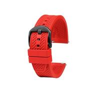 NRERDMT Orange-blaues Gummiarmband, kompatibel mit Seiko IWC Rolex Omgea-Armband, 20 mm, 22 mm, universelles Herren-Taucharmband aus Silikon(Red Black buckle,20mm Width)