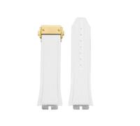 NRERDMT Schnellverschluss-Uhrenarmband aus Fluorkautschuk, kompatibel mit Tattoo SANG BLEU 415 414, for Herren, VITON-Armband, 28 x 18 mm, Balck FKM-Armband(White Gold)