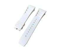 NRERDMT Silikon-Uhrenarmband, kompatibel mit Richard Mille RM011-Armband, wasserdicht, schweißfest, for Herren, for Tragen im Ohrstil, Mill-Gummiarmband, 25 mm(Bianco,Silver buckle)