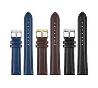 NRERDMT Uhrenarmband aus Kalbsleder, weiches Material, Uhrenarmband, 18 mm, 19 mm, 20 mm, 21 mm, 22 mm, 24 mm, mit Edelstahlschnalle(Silver Yellow,19mm)