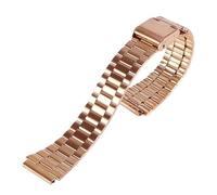 NRERDMT Vintage-Metall-Uhrenarmband, kompatibel mit Casio SGW400 F91W F84 F105/108/A158/168 AE1200/1300, 18 mm, Edelstahlarmband(Type1 rose gold)