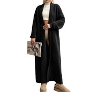 NRHTYE Damen-Strickjacke, lang, Oversize, offene Vorderseite, flauschige Strickjacke, Herbst, Winter, Maxi-Mantel, 00black, Mittel