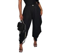 NRTHYE - Damen-Hose mit hoher Taille, Plissee-Bund, Ballon-Hose