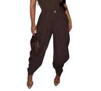 NRTHYE - Damen-Hose mit hoher Taille, Plissee-Bund, Ballon-Hose