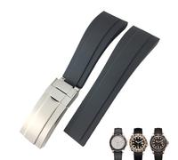 NRYCR 20 mm 21 mm Gummi-Uhrenarmband für Rolex Submariner OYSTERFLEX Daytona GMT Yacht Master Strap Edelstahl Verschluss Armband, 20 mm, Achat